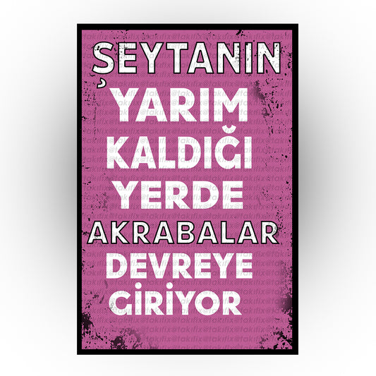 Akrabalar Devreye Giriyor 20x30 Cm Retro Ahşap Tablo