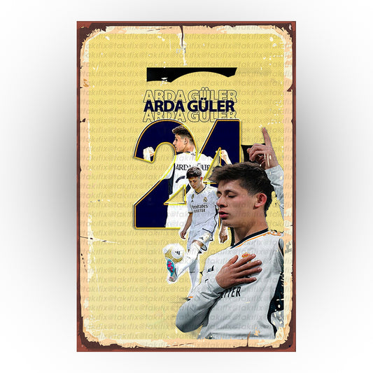 Arda Güler 20x30 Cm Retro Ahşap Tablo