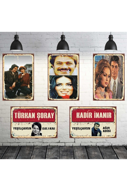 Kadir İnanır & Türkan Şoray Seti 20x30 Cm Retro Ahşap Tablo