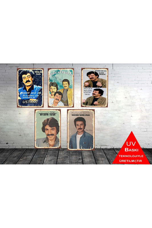 Arabeskçiler Seti 5 Adet 20x30 Cm Retro Ahşap Tablo